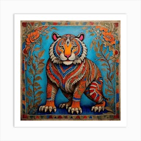 Default Traditional Madhubani Style Painting Of A Tiger On A T 1 (1) Art Print