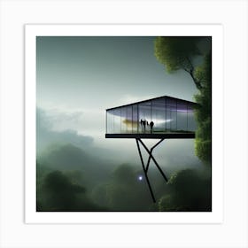 Glass House In The Forest Art Print