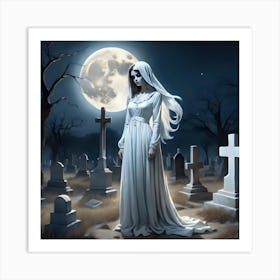 Woman In A Graveyard Art Print