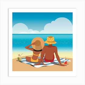 Couple On The Beach Art Print