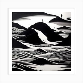 'Landscape', black and white monochromatic art Art Print