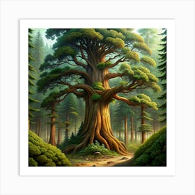 Giant Tree In A Forest Art Print