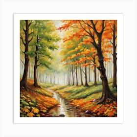 Forest In Autumn In Minimalist Style Square Composition 255 Art Print