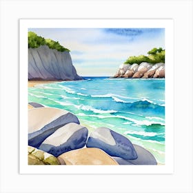 Watercolor Of A Beach 1 Art Print