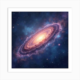 Watercolor Galaxy With Glowing Cosmic Phenomena 1 Art Print