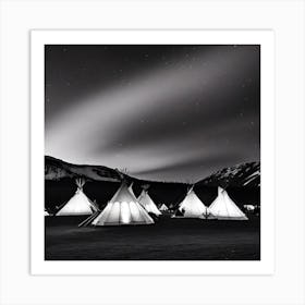 Teepees At Night 6 Art Print