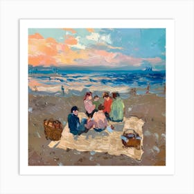 Picnic On The Beach Art Print