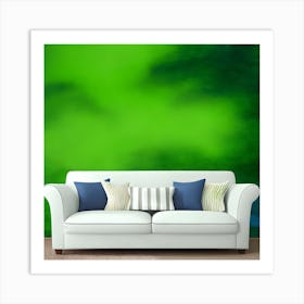 Green Grass A Blue Sky And A Background Of Calm Colors Suitable As A Wall Painting With Beautifu Art Print