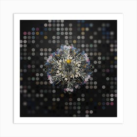 Vintage Ixia Filifolia Floral Wreath on Dot Bokeh Pattern n.0250 Art Print