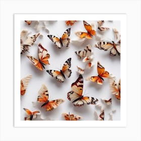 Butterflies On A White Background 1 Art Print