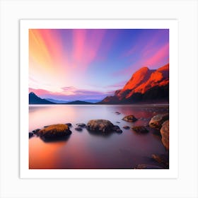 Sunset Over Lake Art Print