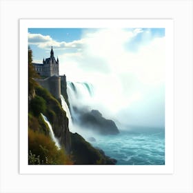 Rhine Falls Waterfall With A Castle, Swis Art Print