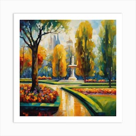 Fountain In The Park Art Print