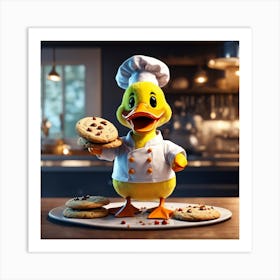 Duck Holding Cookies Art Print