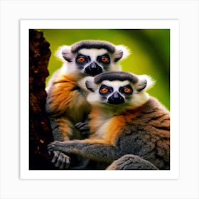 Beautiful monkeys outdoors Art Print