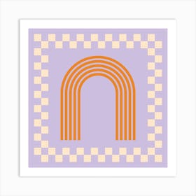 Chess Rainbow Orange And Lilac Square Art Print