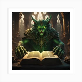 Green Demon Reading A Book Art Print