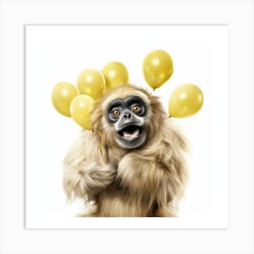 Monkey With Balloons 2 Art Print