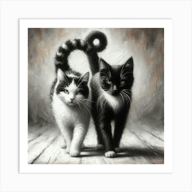 Black And White Cats Art Print