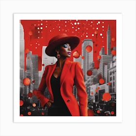 Woman In Red Art Print