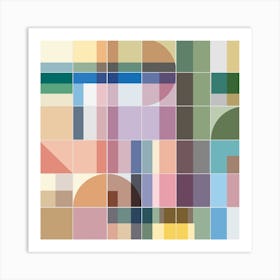 Geometric Colorful Tiles Square Art Print