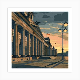 Berlin Building At Sunset Art Print