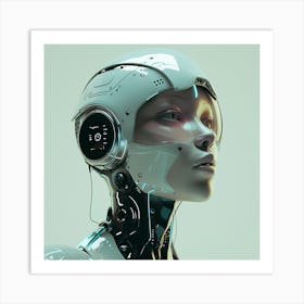 Robot - Artificial Intelligence Futuristic Woman Robot Head Art Print