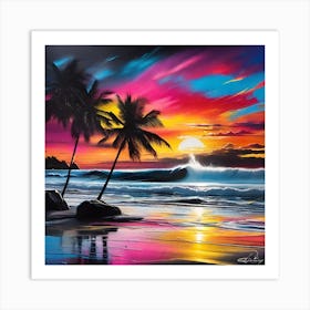 Sunset At The Beach 4 Art Print