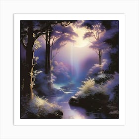 Moonlight In The Forest 1 Art Print