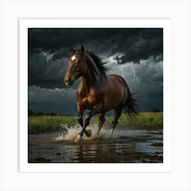 Horse Running In Water 1 Art Print