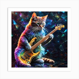 Cat Playing Bass Art Print