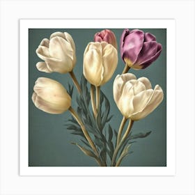 Eustoma Floral Botanical Vintage Poster Flower Art Print Tulips Art Print