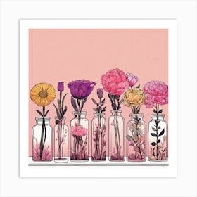 Flower Jars Line Art Print Art Print