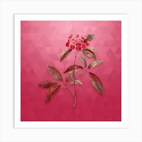 Vintage Mountain Laurel Botanical in Gold on Viva Magenta n.0394 Art Print