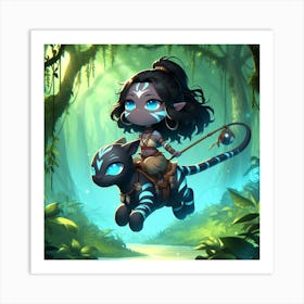 Avatar Girl Riding A Tiger Art Print