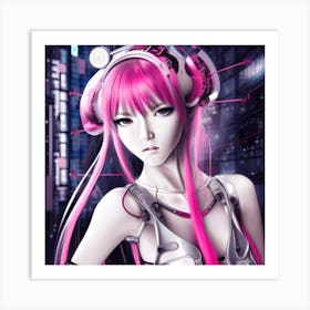 Pink Haired Girl Art Print