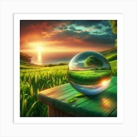 Glass Ball In The Field Art Print