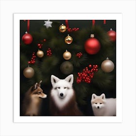 CHRISTMAS ART DOG Art Print