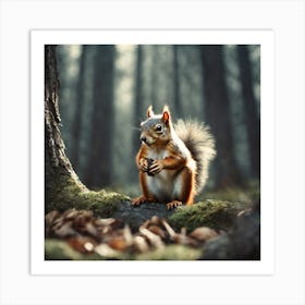 Red Squirrel In The Forest 9 Art Print