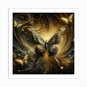 Butterfly In Black And Gold Art Print