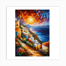 Greece At Sunset Art Print