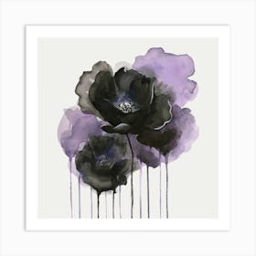 Black And Purple Flowers Art Print