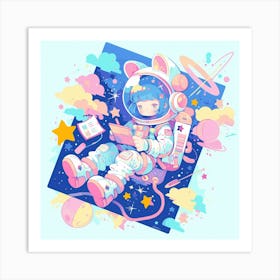 Kawaii Space Girl Art Print