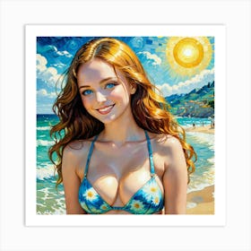 Girl On The Beach gjj Art Print