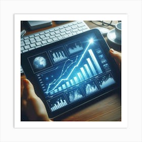 Tablet Pc With Graphs 1 Art Print