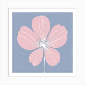 A White And Pink Flower In Minimalist Style Square Composition 185 Art Print