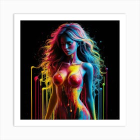 Girl With Paint Splatters 1 Art Print