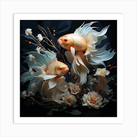 Siamese Betta Fish Art Print