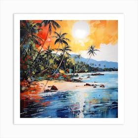 AI Serene Caribbean: Ethereal Oasis Art Print