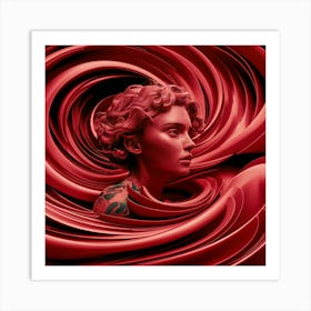 Woman In Red Swirls Art Print